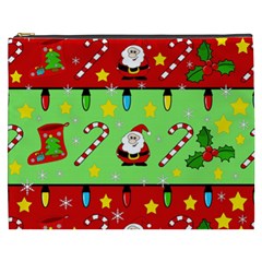 Christmas pattern - green and red Cosmetic Bag (XXXL) 