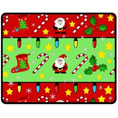 Christmas pattern - green and red Double Sided Fleece Blanket (Medium) 