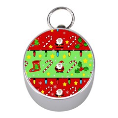 Christmas pattern - green and red Mini Silver Compasses