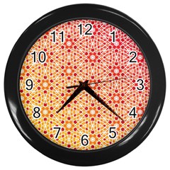 Orange Ombre Mosaic Pattern Wall Clocks (black) by TanyaDraws