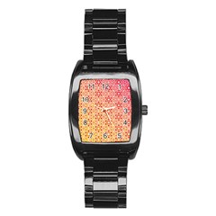 Orange Ombre Mosaic Pattern Stainless Steel Barrel Watch