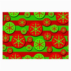 Snowflake Red And Green Pattern Large Glasses Cloth (2-side)