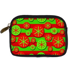 Snowflake Red And Green Pattern Digital Camera Cases