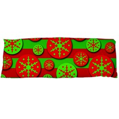 Snowflake Red And Green Pattern Body Pillow Case (dakimakura) by Valentinaart