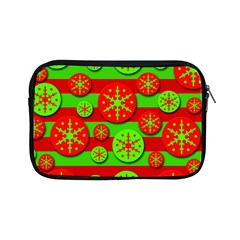 Snowflake Red And Green Pattern Apple Ipad Mini Zipper Cases by Valentinaart