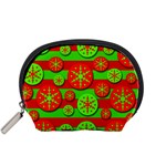 Snowflake red and green pattern Accessory Pouches (Small)  Front