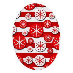 Snowflake Red And White Pattern Ornament (oval)  by Valentinaart