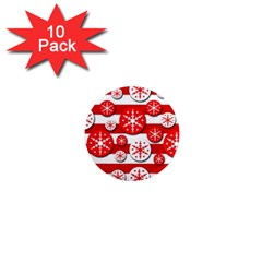 Snowflake Red And White Pattern 1  Mini Magnet (10 Pack)  by Valentinaart