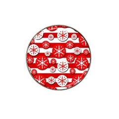 Snowflake Red And White Pattern Hat Clip Ball Marker by Valentinaart
