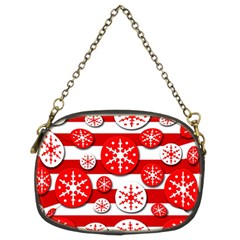 Snowflake Red And White Pattern Chain Purses (two Sides)  by Valentinaart