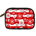 Snowflake red and white pattern Digital Camera Cases Front