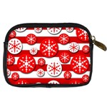 Snowflake red and white pattern Digital Camera Cases Back