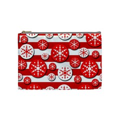 Snowflake Red And White Pattern Cosmetic Bag (medium)  by Valentinaart