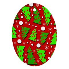 Twisted Christmas Trees Oval Ornament (two Sides) by Valentinaart