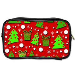 Christmas Trees And Gifts Pattern Toiletries Bags by Valentinaart