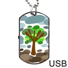 Tree Dog Tag Usb Flash (two Sides)  by Valentinaart