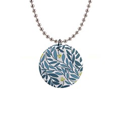 Blue floral design Button Necklaces