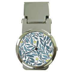 Blue floral design Money Clip Watches