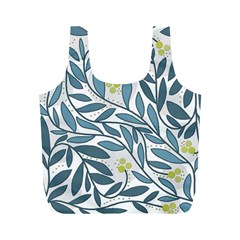 Blue floral design Full Print Recycle Bags (M) 