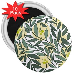Green Floral Pattern 3  Magnets (10 Pack)  by Valentinaart