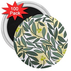 Green Floral Pattern 3  Magnets (100 Pack) by Valentinaart