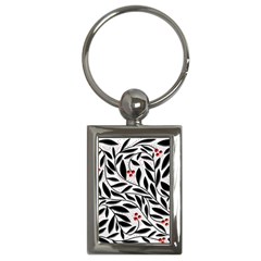 Red, Black And White Elegant Pattern Key Chains (rectangle)  by Valentinaart