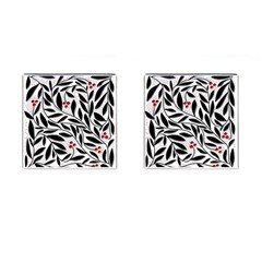 Red, Black And White Elegant Pattern Cufflinks (square) by Valentinaart