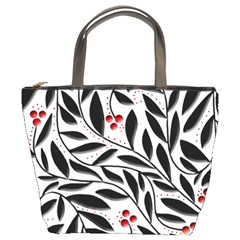 Red, Black And White Elegant Pattern Bucket Bags by Valentinaart