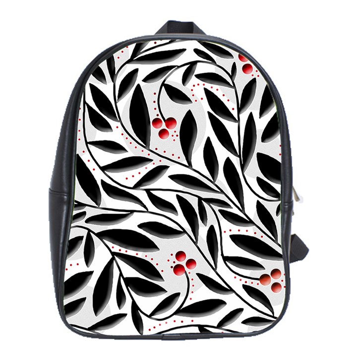 Red, black and white elegant pattern School Bags (XL) 