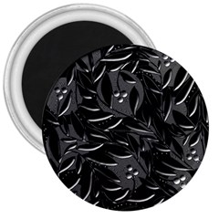 Black Floral Design 3  Magnets by Valentinaart