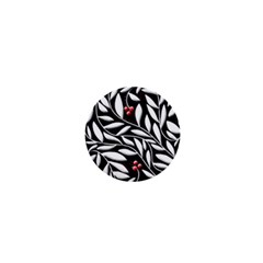 Black, Red, And White Floral Pattern 1  Mini Magnets by Valentinaart