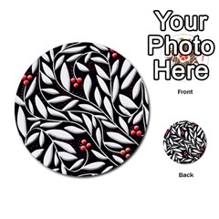 Black, Red, And White Floral Pattern Multi-purpose Cards (round)  by Valentinaart