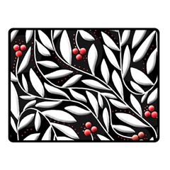 Black, Red, And White Floral Pattern Fleece Blanket (small) by Valentinaart