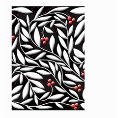 Black, Red, And White Floral Pattern Large Garden Flag (two Sides) by Valentinaart