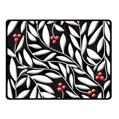 Black, Red, And White Floral Pattern Double Sided Fleece Blanket (small)  by Valentinaart