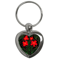 Red Flowers Key Chains (heart)  by Valentinaart