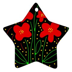 Red Flowers Star Ornament (two Sides)  by Valentinaart