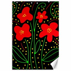 Red Flowers Canvas 12  X 18   by Valentinaart