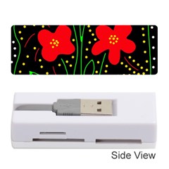 Red Flowers Memory Card Reader (stick)  by Valentinaart