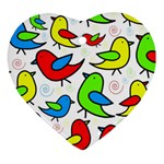Colorful cute birds pattern Heart Ornament (2 Sides) Front