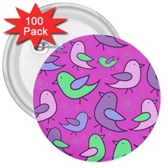 Pink Birds Pattern 3  Buttons (100 Pack) 