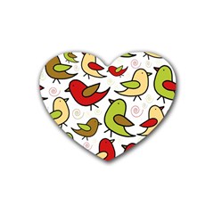 Decorative Birds Pattern Rubber Coaster (heart)  by Valentinaart