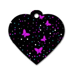 Pink Butterflies  Dog Tag Heart (two Sides) by Valentinaart