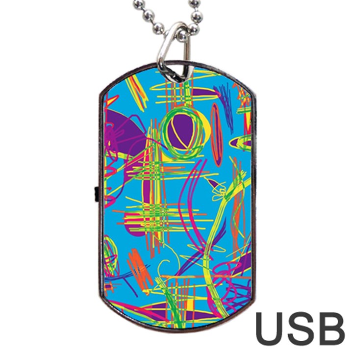 Colorful abstract pattern Dog Tag USB Flash (One Side)