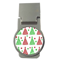 Decorative Christmas Trees Pattern - White Money Clips (round)  by Valentinaart