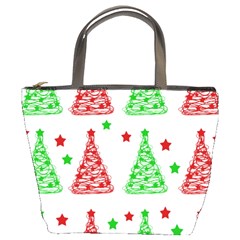 Decorative Christmas Trees Pattern - White Bucket Bags by Valentinaart