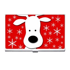 Christmas Reindeer - Red Business Card Holders by Valentinaart