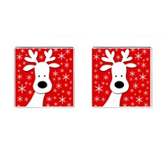 Christmas Reindeer - Red Cufflinks (square) by Valentinaart