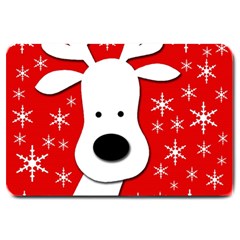 Christmas Reindeer - Red Large Doormat  by Valentinaart