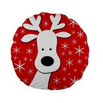 Christmas reindeer - red Standard 15  Premium Flano Round Cushions Back